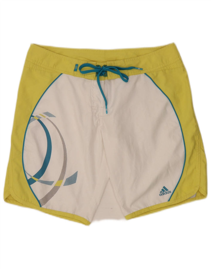 Adidas svømmeshorts til kvinder UK 12 Medium White Colourblock Polyester