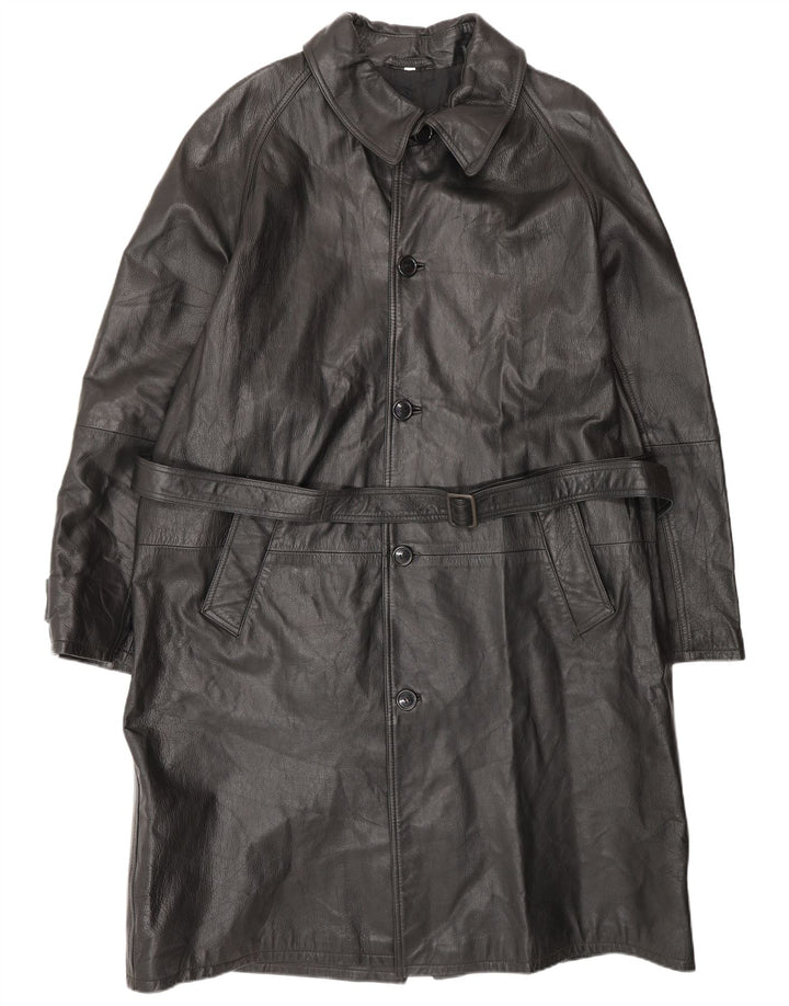 VINTAGE Læderfrakke til mænd IT 52 XL Sort Læder