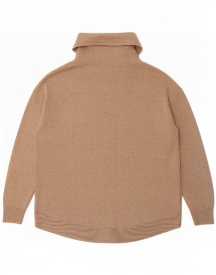 Massimo Dutti Dame Oversized Roll Neck Jumper Sweater UK 10 Small Beige