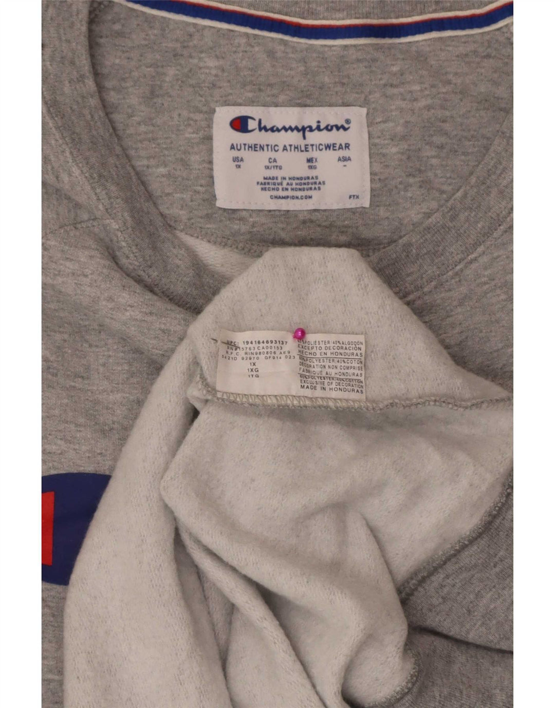 Champion Herre Grafisk Sweatshirt Jumper XL Grå Polyester
