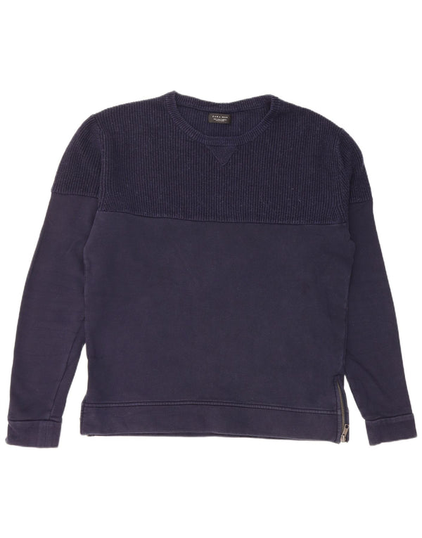 Zara Herre Sweatshirt Jumper Stor Marineblå Bomuld