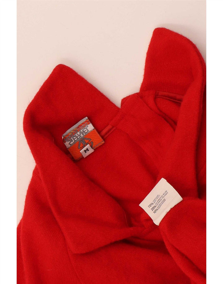 Stefanel Dame Oversized Polo Neck Jumper Sweater UK 14 Medium Rød