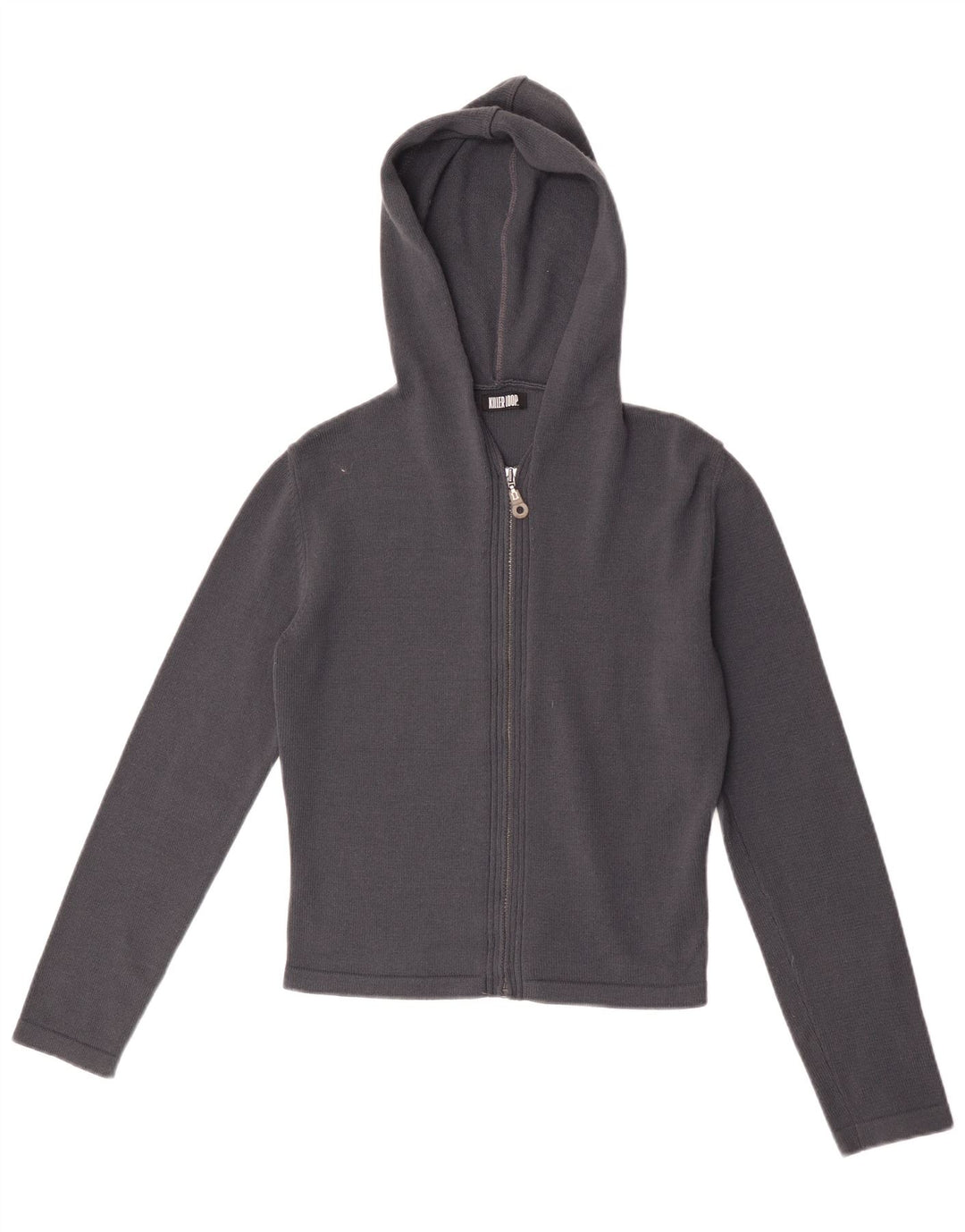 Killer Loop Dame Crop Hooded Cardigan Sweater UK 12 Medium Navy Blue