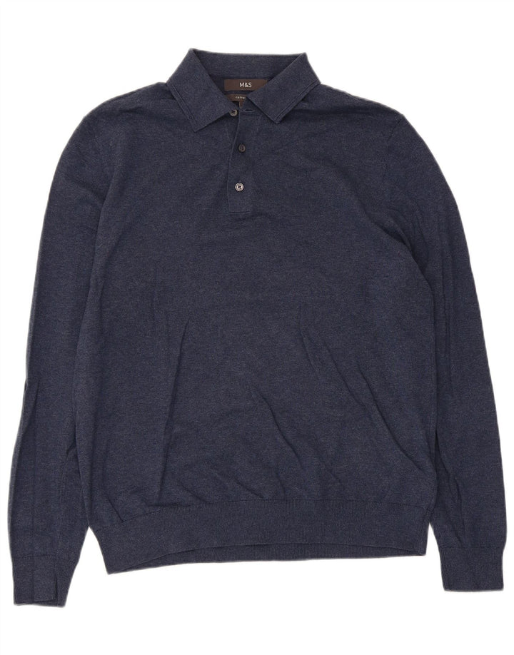 Marks & Spencer Herre Polo Neck sweater Medium Navy Blue Flecked