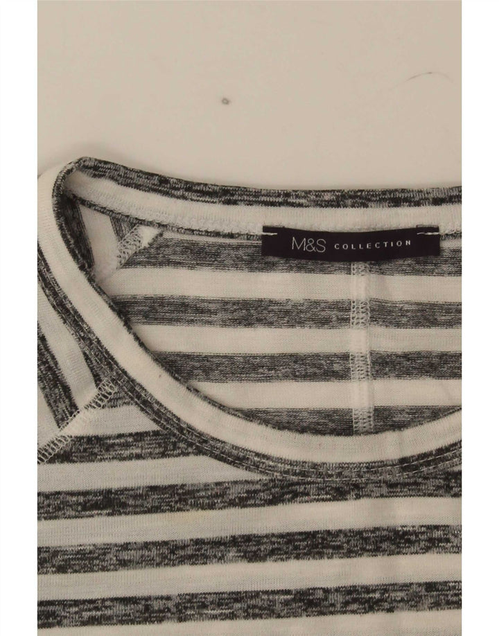 Marks & Spencer Dame Top 3/4 ærmer UK 16 Stor hvid stribet