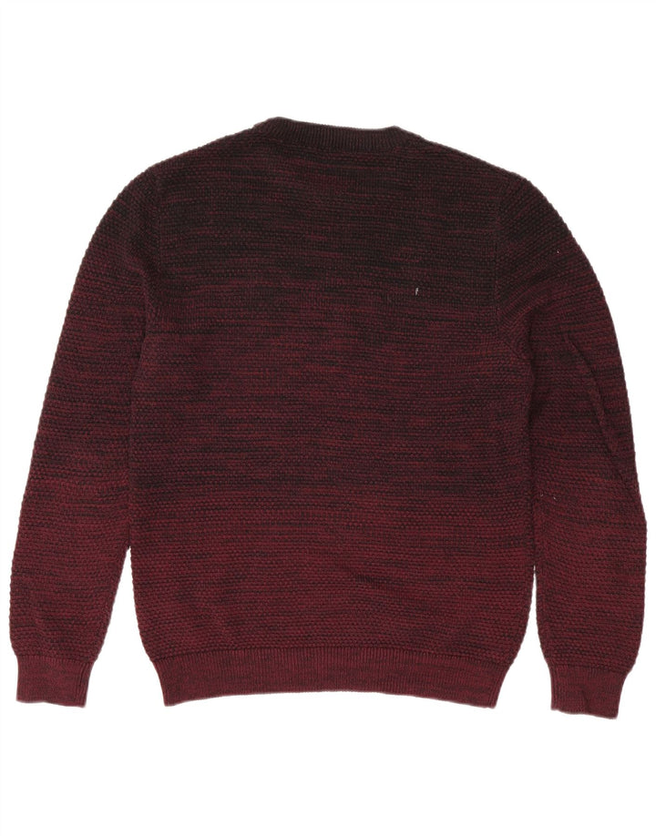 JACK & JONES Mens Crew Neck Jumper Sweater Medium Burgundy Cotton