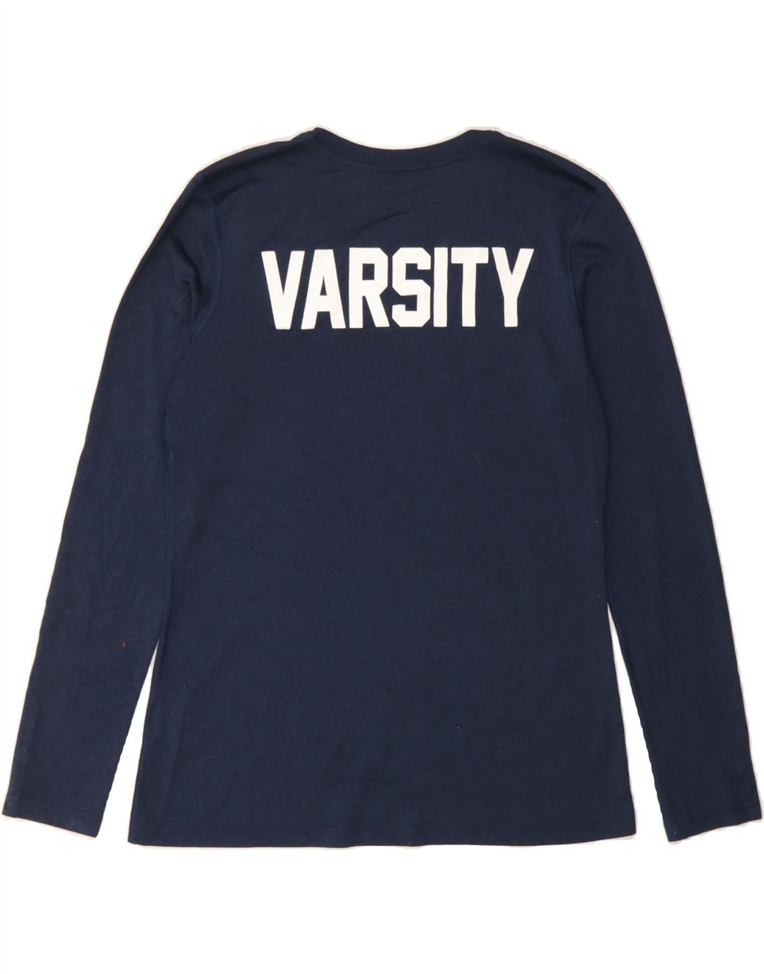 NIKE Womens Graphic Top Long Sleeve UK 14 Medium Navy Blue Polyester Vintage Nike and Second-Hand Nike from Messina Hembry 