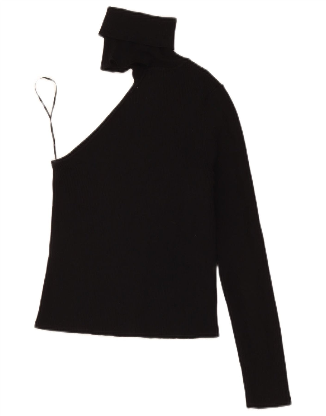 Zara Womens Crop One Shoulder Top UK 8 Small Black Viscose