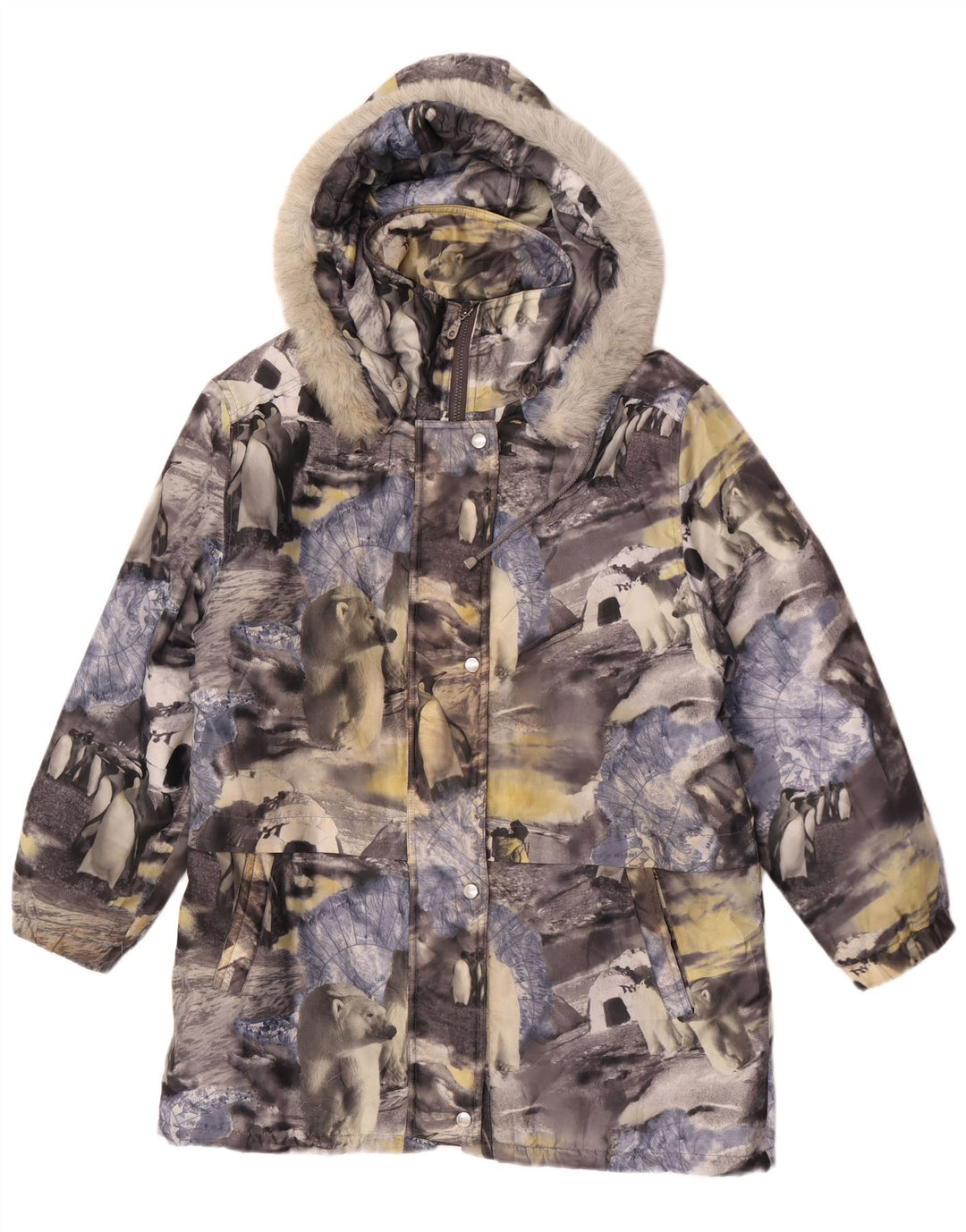 Vintage Dame Hooded Windbreaker Coat UK 14/16 Large Multicolor