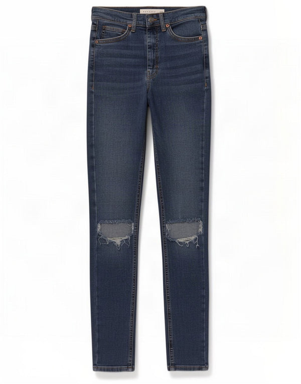 Topshop Dame Jamie Distressed Skinny Jeans W26 L27 Blå Polyester