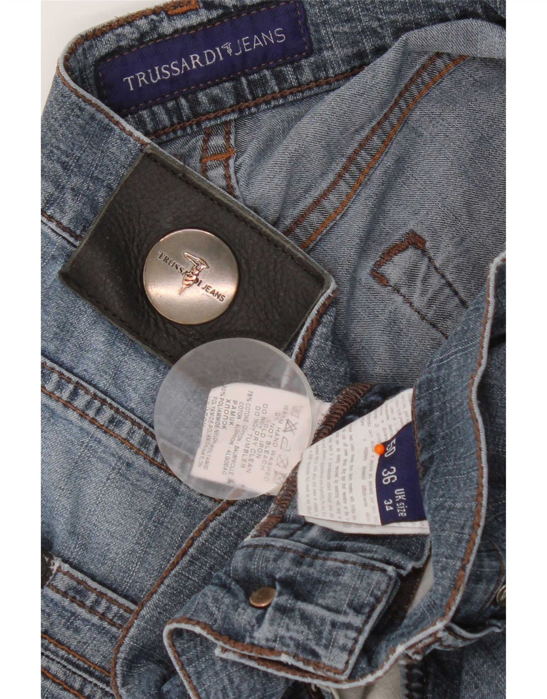 Trussardi Straight Jeans til mænd W34 L32 blå bomuld