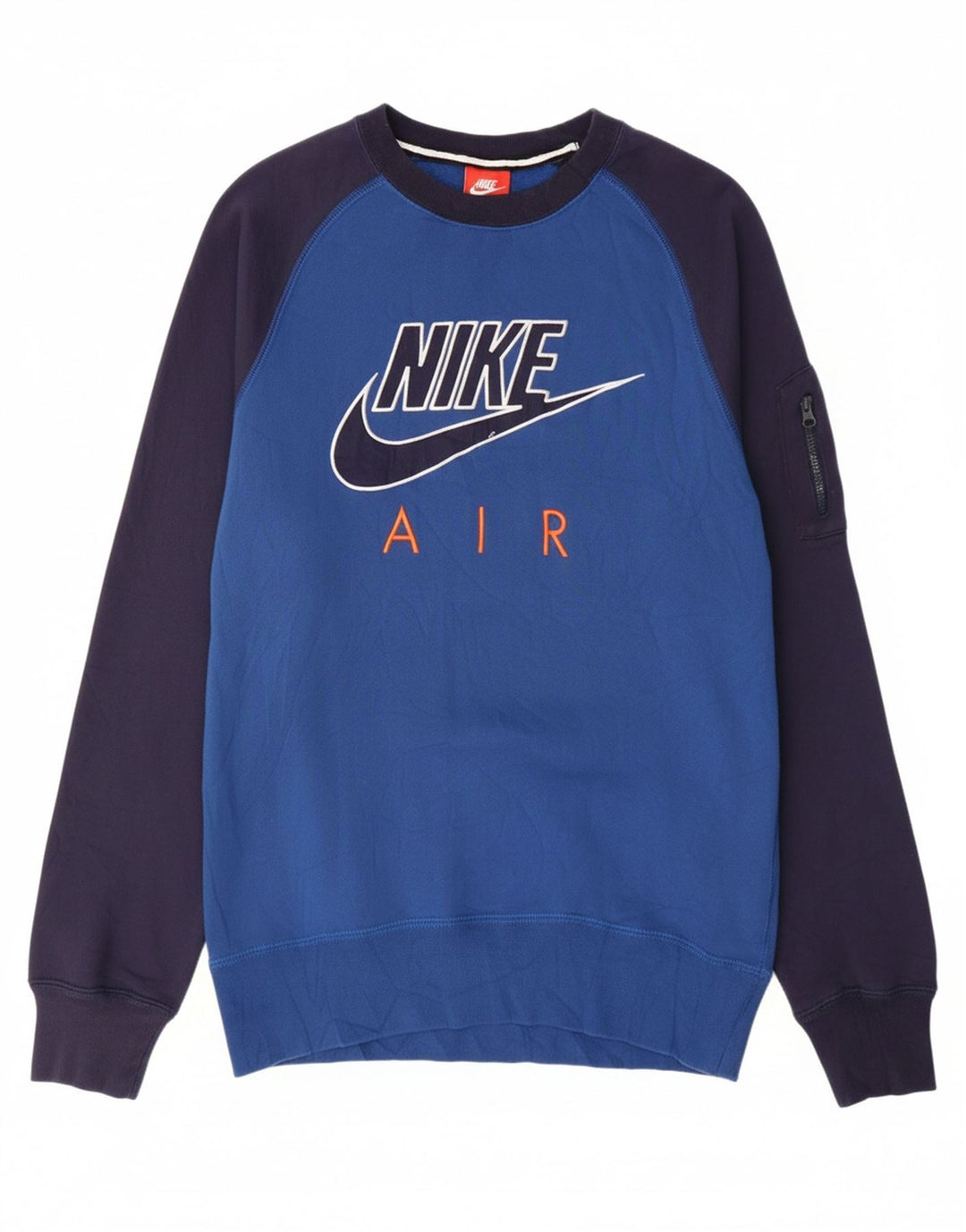 NIKE Mens Graphic Sweatshirt Jumper Small Blue Colourblock Cotton