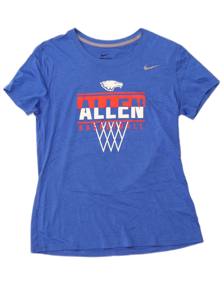 NIKE Dame Allen Basketball Grafisk T-Shirt Top UK 14 Stor Blå