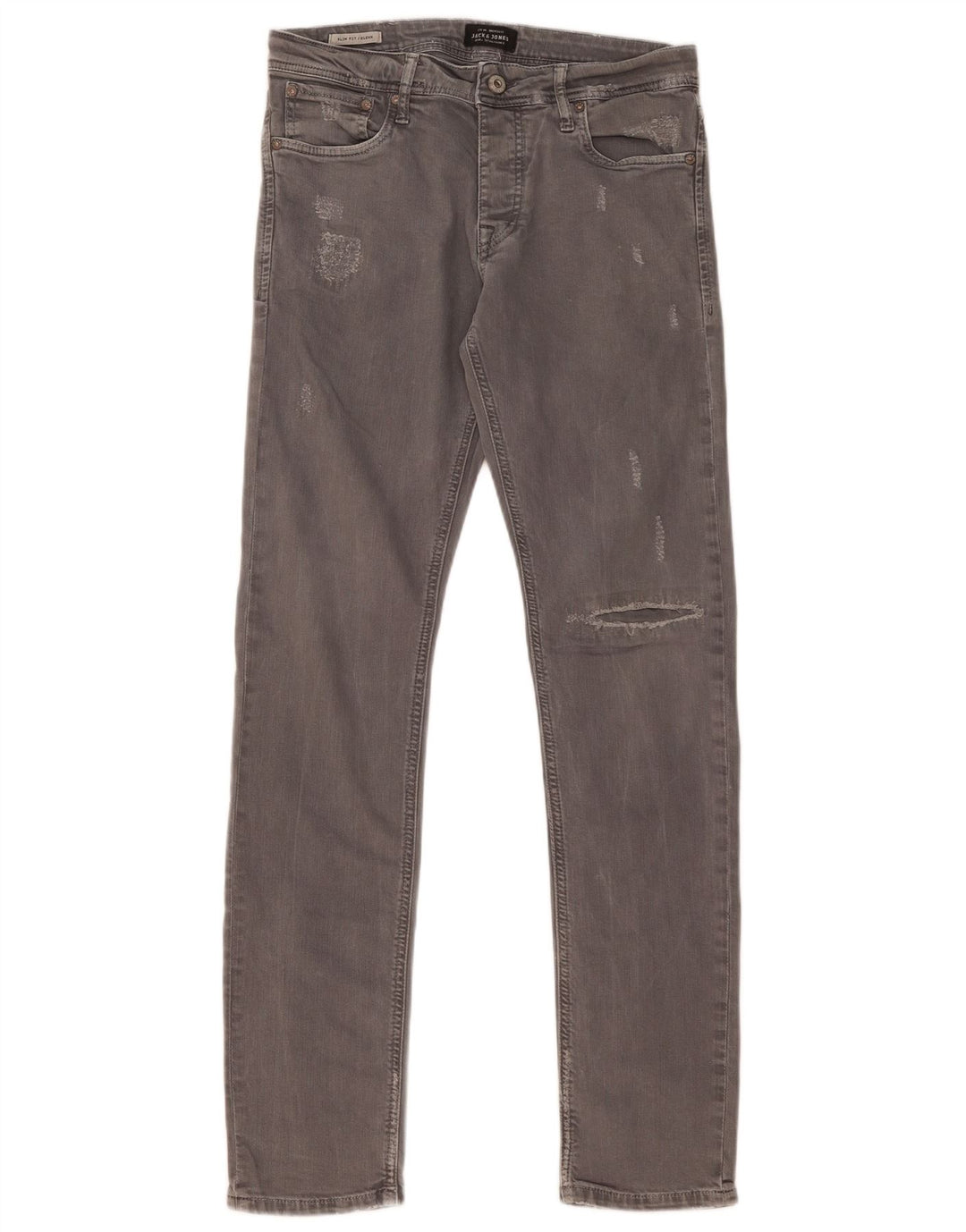 Jack & Jones Herre GLENN Distressed Slim Jeans W31 L32 Grå Bomuld