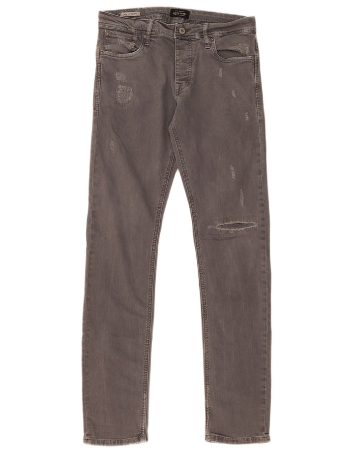 Jack & Jones Herre GLENN Distressed Slim Jeans W31 L32 Grå Bomuld