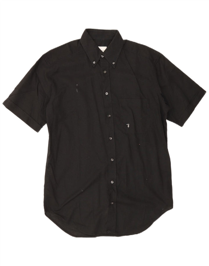 Trussardi Kortærmet Herreskjorte Størrelse 40 151/2 Medium Sort