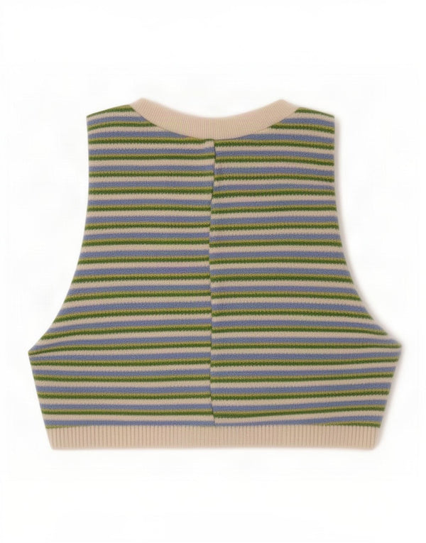 Zara Womens Crop Ærmeløs bluse Top UK 8 Small Multicolored Striped