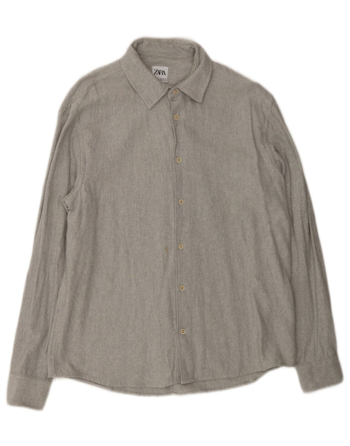 ZARA Mens Flannel Shirt Large Grey Vintage Zara and Second-Hand Zara from Messina Hembry 