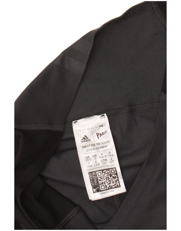 Adidas Womens Leggings UK 8/10 Small Black Colourblock Polyester