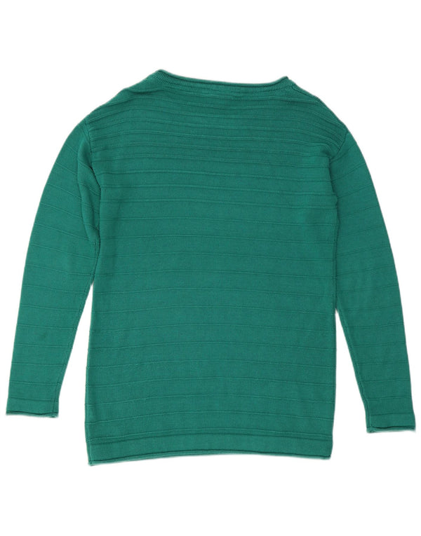 CREW TØJ Dame Boat Neck Jumper Sweater UK 12 Medium Green Bomuld