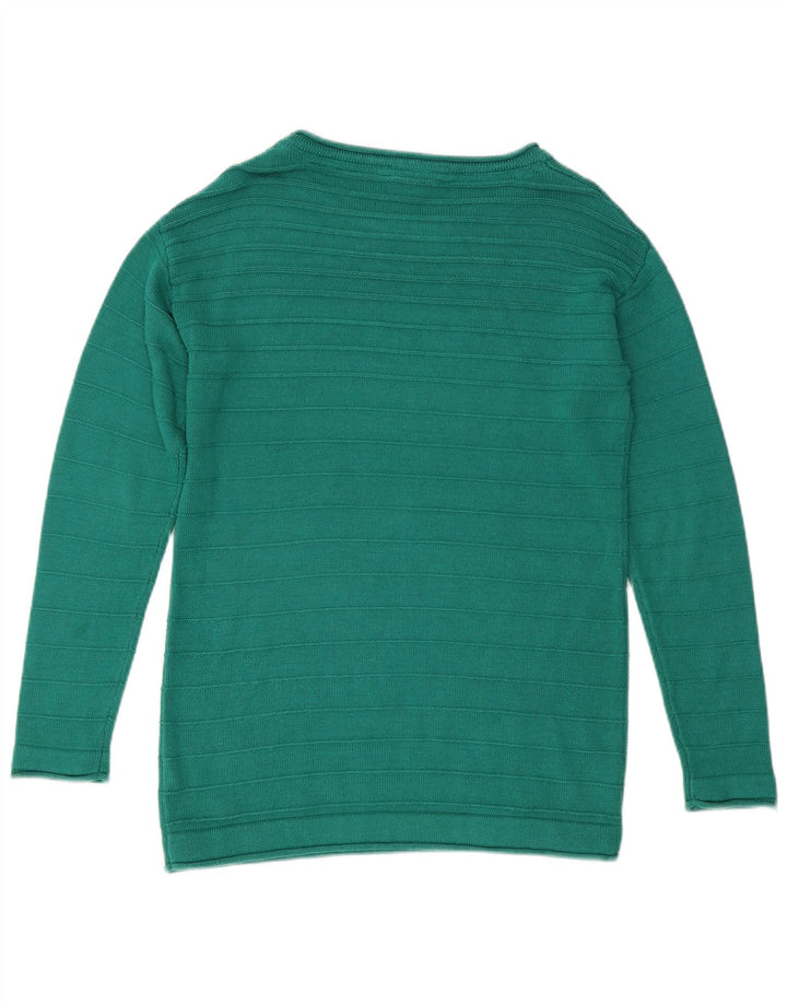 CREW TØJ Dame Boat Neck Jumper Sweater UK 12 Medium Green Bomuld