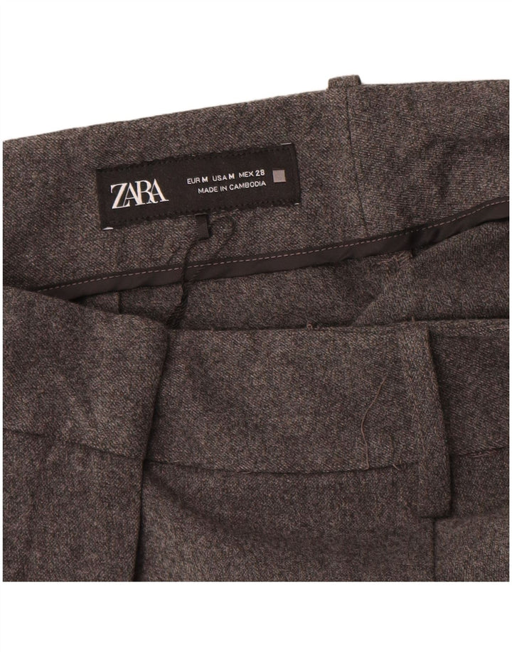 Zara kvinders højtaljede chinobukser Medium W28 L27 Grå polyester
