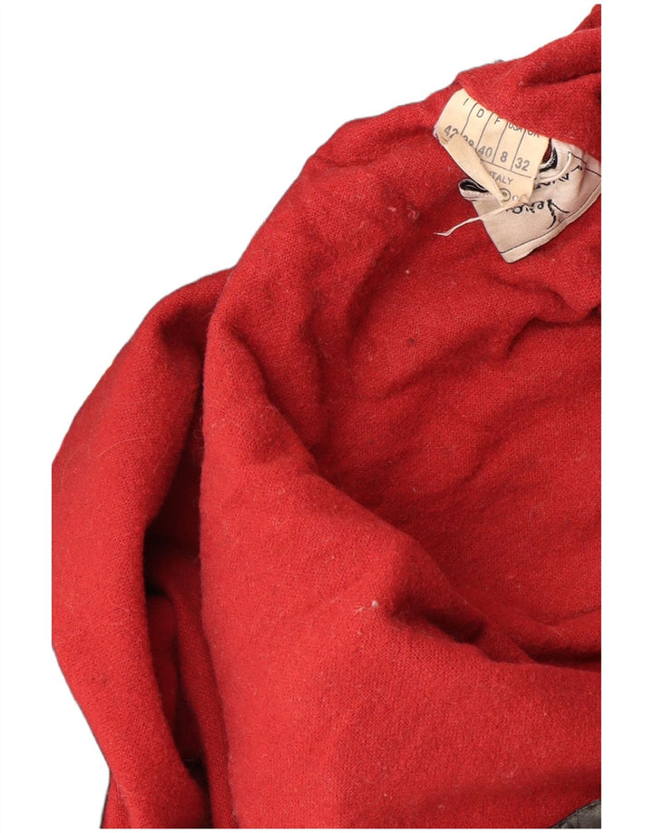 VINTAGE Oversized læderfrakke med hætte til kvinder IT 42 Medium sort læder