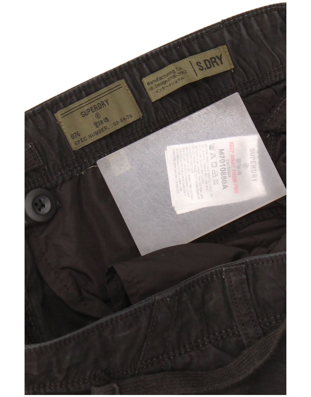 Superdry Straight Cargo-bukser til mænd W34 L27 sort bomuld