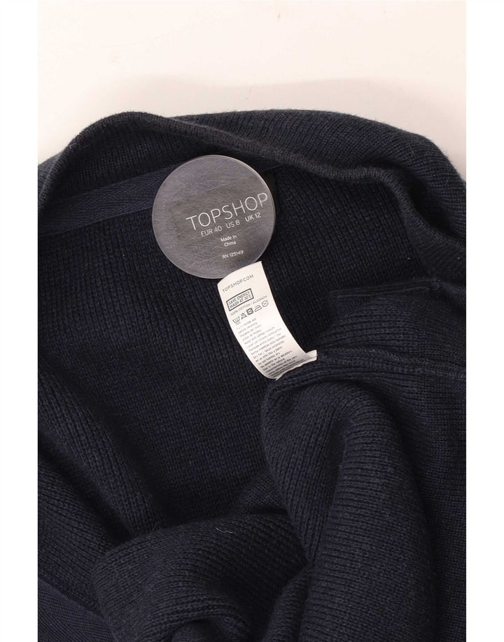 Topshop Dame Poncho Jumper UK 12 Medium Navyblå Bomuld