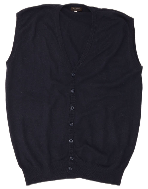 Nervesa Herre ærmeløs cardigan sweater 3XL marineblå uld
