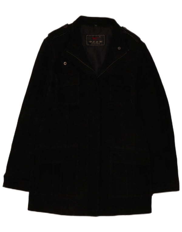 Vintage Dame Military Ruskind Windbreaker Jacket UK 16 Large Black Læder