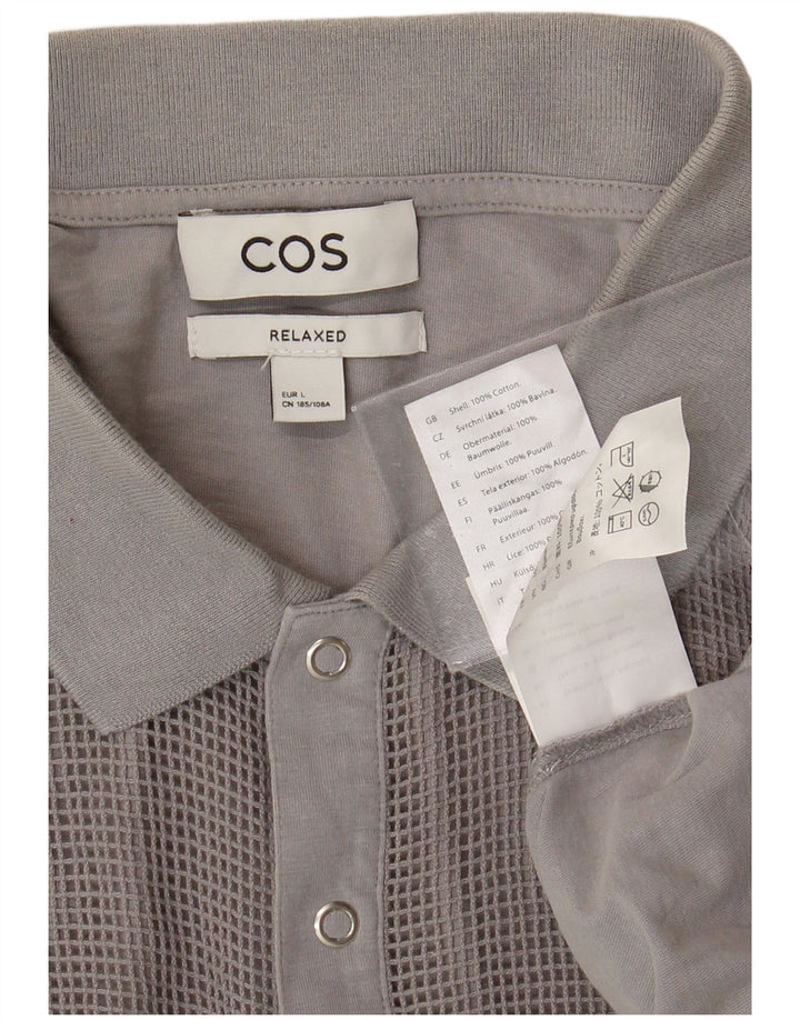 COS Mens Relaxed Polo Shirt Large Grey Cotton