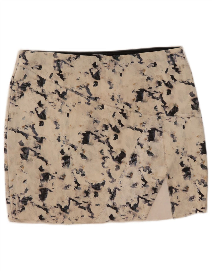 Zara kvinders abstrakt mønster mini nederdel Large W30 Beige