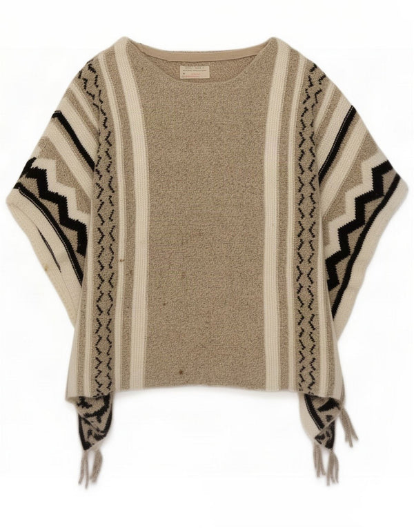 Zara Pige Poncho Jumper 11-12 år Beige Geometrisk Akryl