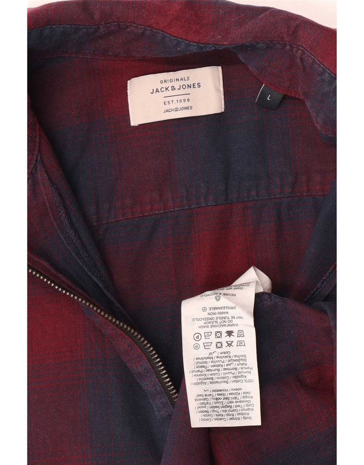 Jack & Jones herre flannelskjorte stor marineblå plaid bomuld