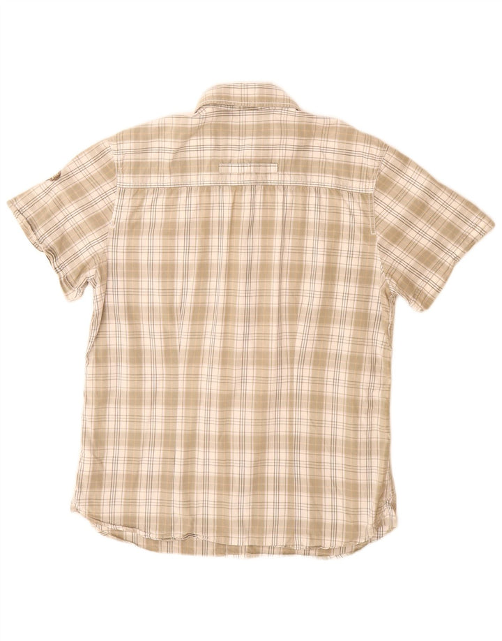 Wrangler kortærmet herreskjorte stor beige ternet bomuld