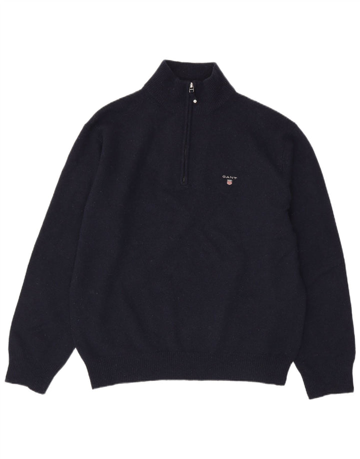 GANT Herre Zip Neck Sweater XL Marineblå lammeuld