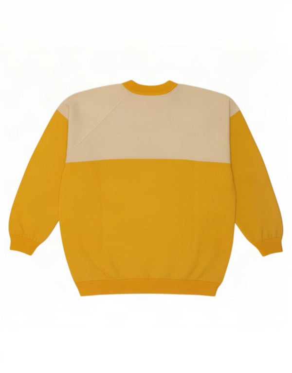 Vintage Herre grafisk sweatshirt XL Gul Colourblock Bomuld