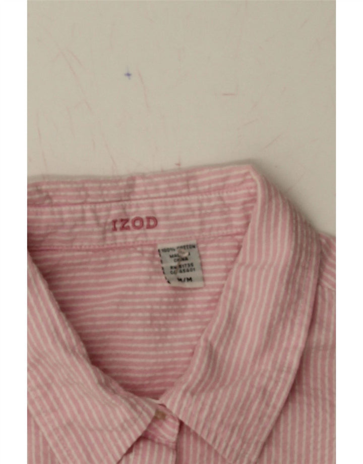 IZOD Womens Sleeveless Shirt UK 14 Medium Pink Striped Cotton Vintage Izod and Second-Hand Izod from Messina Hembry 