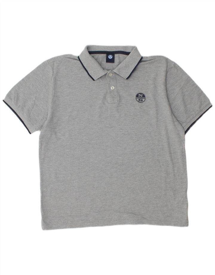 North Sails Herre Polo Shirt Stor Grå Flecked Bomuld