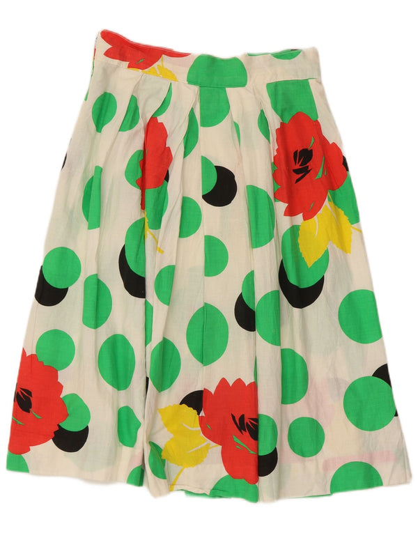 Vintage Womens A-Line Skirt W28 Medium White Floral