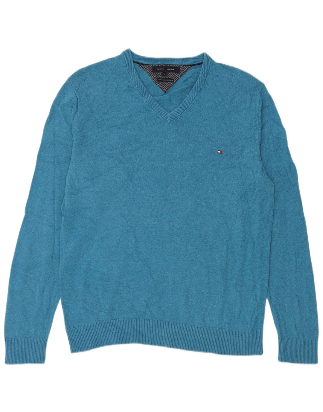 Tommy Hilfiger Herre V-hals sweater Stor Blå Bomuld