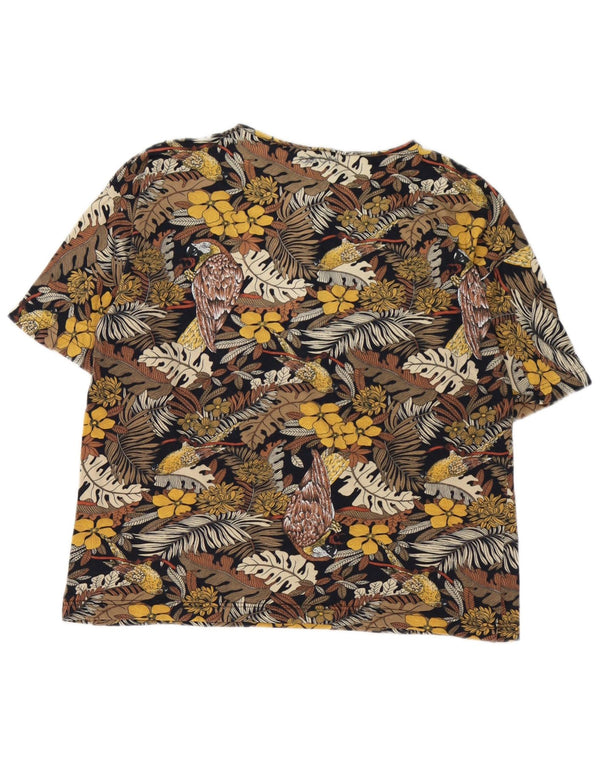 Vintage Hawaii T-Shirt Top UK 14 Medium Brown Floral