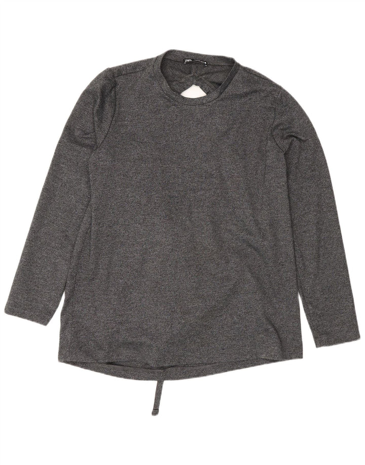 Zara Dame Langærmet Oversized Bluse Top UK 10 Small Grey