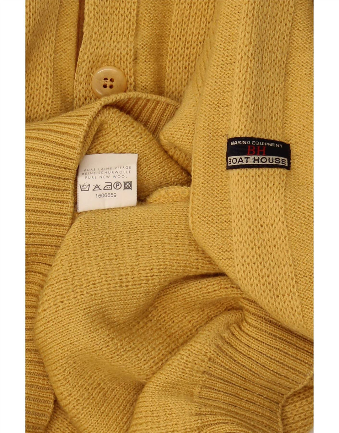 Boat House Herre Button Neck Jumper Sweater IT 52 Stor Gul Ny Uld