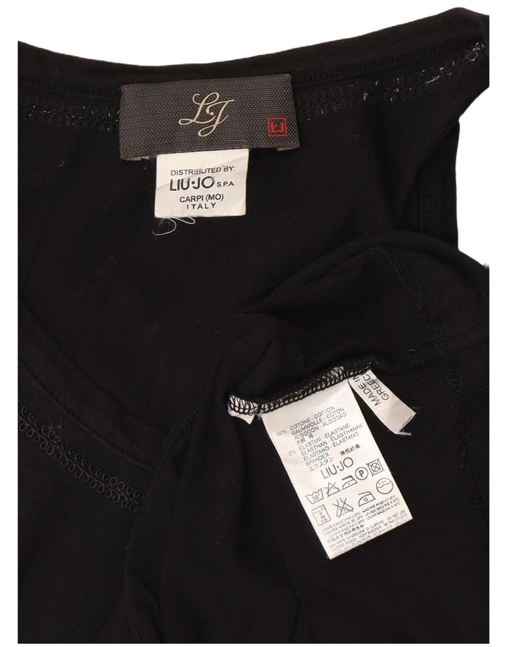 LIU JO Womens Vest Top UK 12 Medium Black Cotton