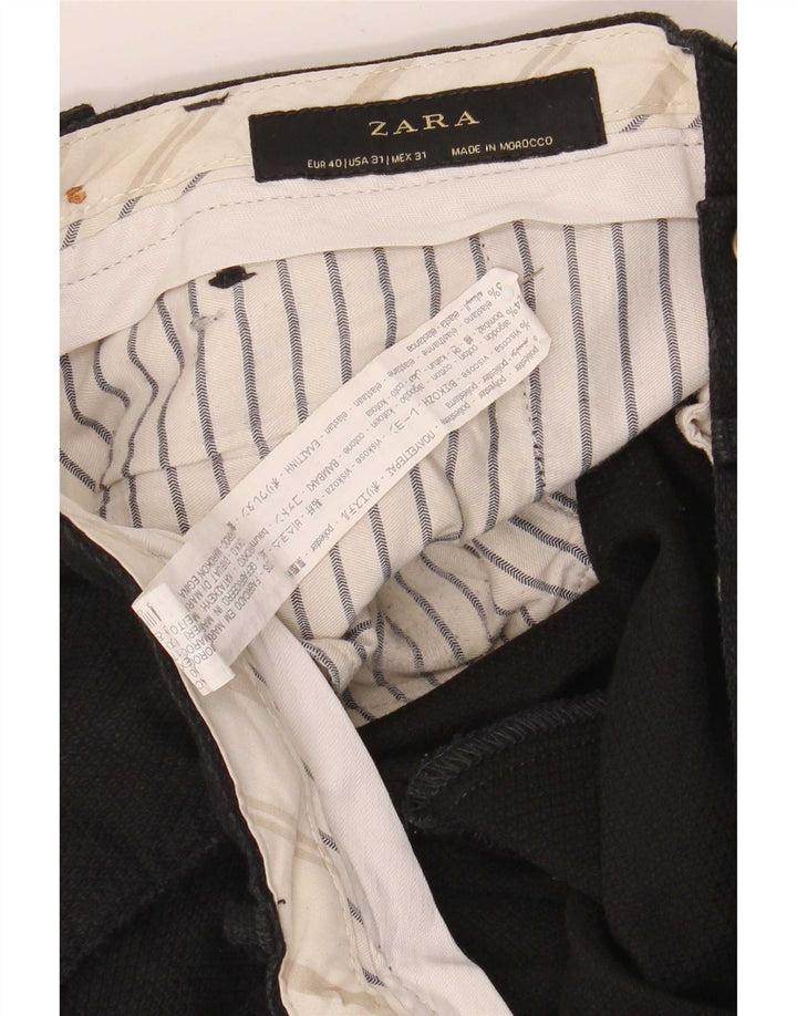 Zara Herre Slim Suit Bukser EU 40 Medium W31 L30 Sort Polyester