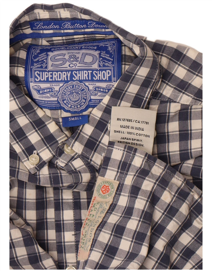Superdry herreskjorte lille marineblå ternet bomuld