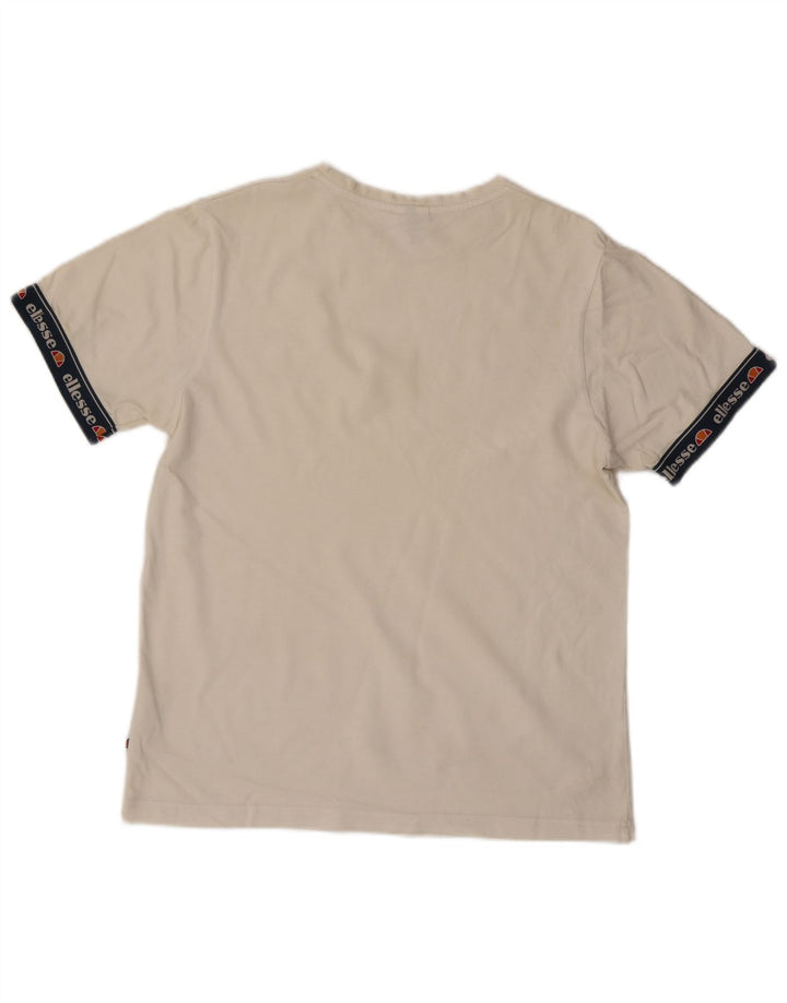 Ellesse Herre Grafisk T-Shirt Top Medium Hvid Bomuld