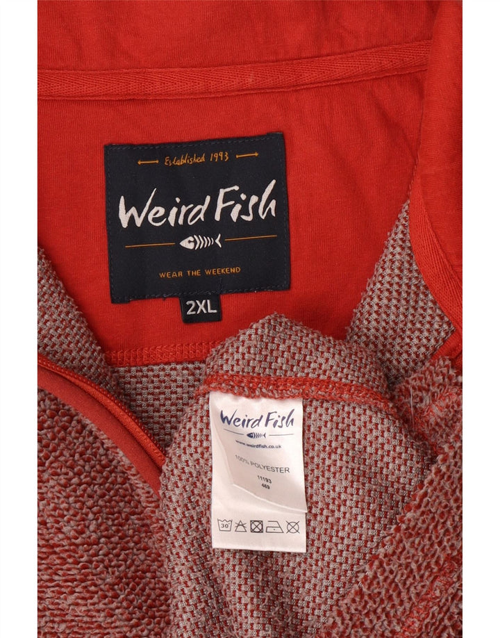 Weird Fish Herre lynlås hals Fleece Jumper 2XL Burgundy Polyester